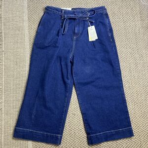 Boden Womens Wide Leg Culottes Cropped UK 12P US 8P Blue High Rise NWT